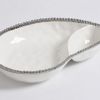 Silver/White 2 Section Serving Piece