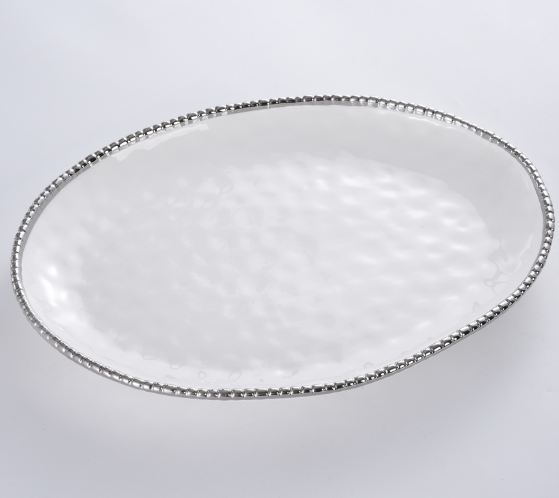 White/Silver Oval Platter