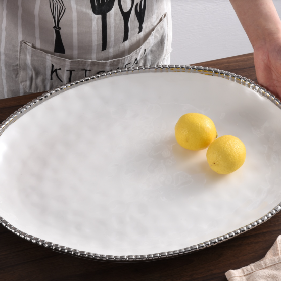 White/Silver Oval Platter