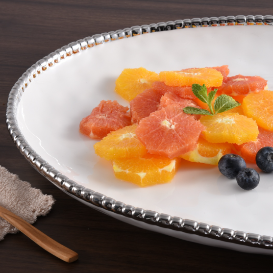White/Silver Oval Platter