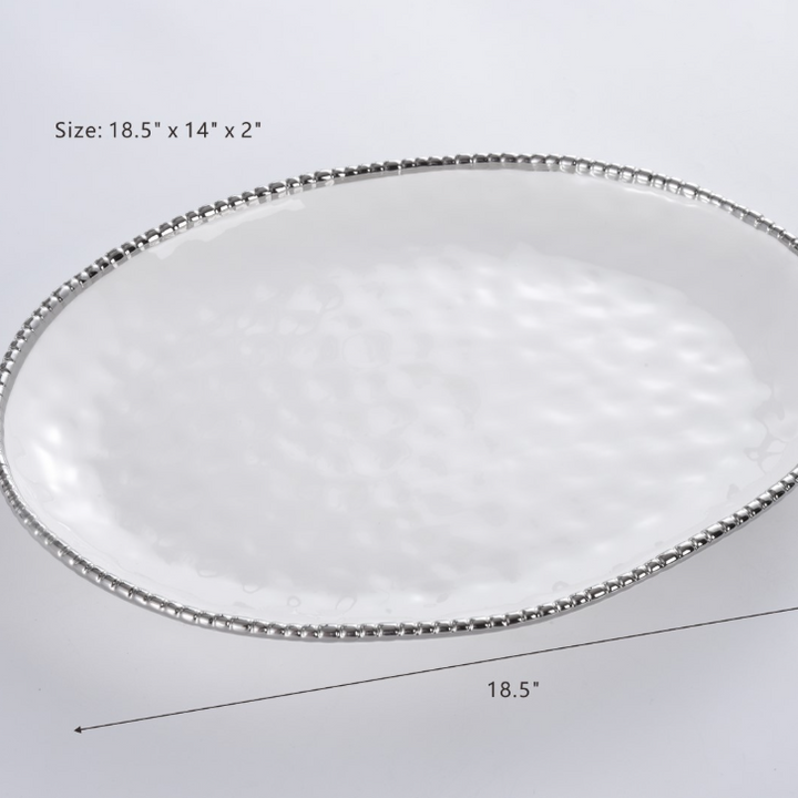 White/Silver Oval Platter