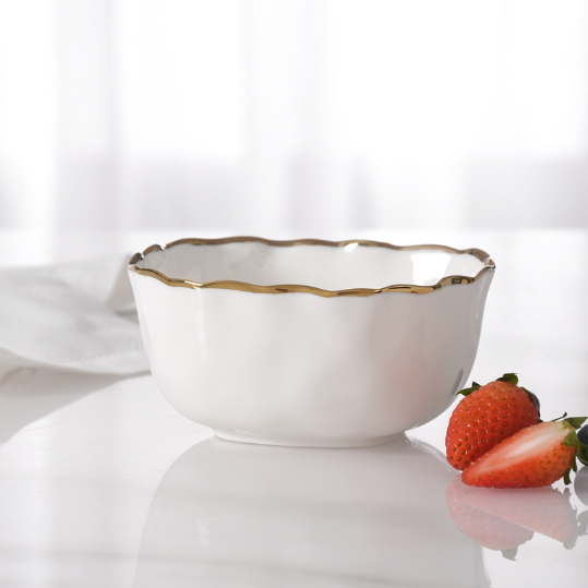 Portofino White/Gold Snack Bowl