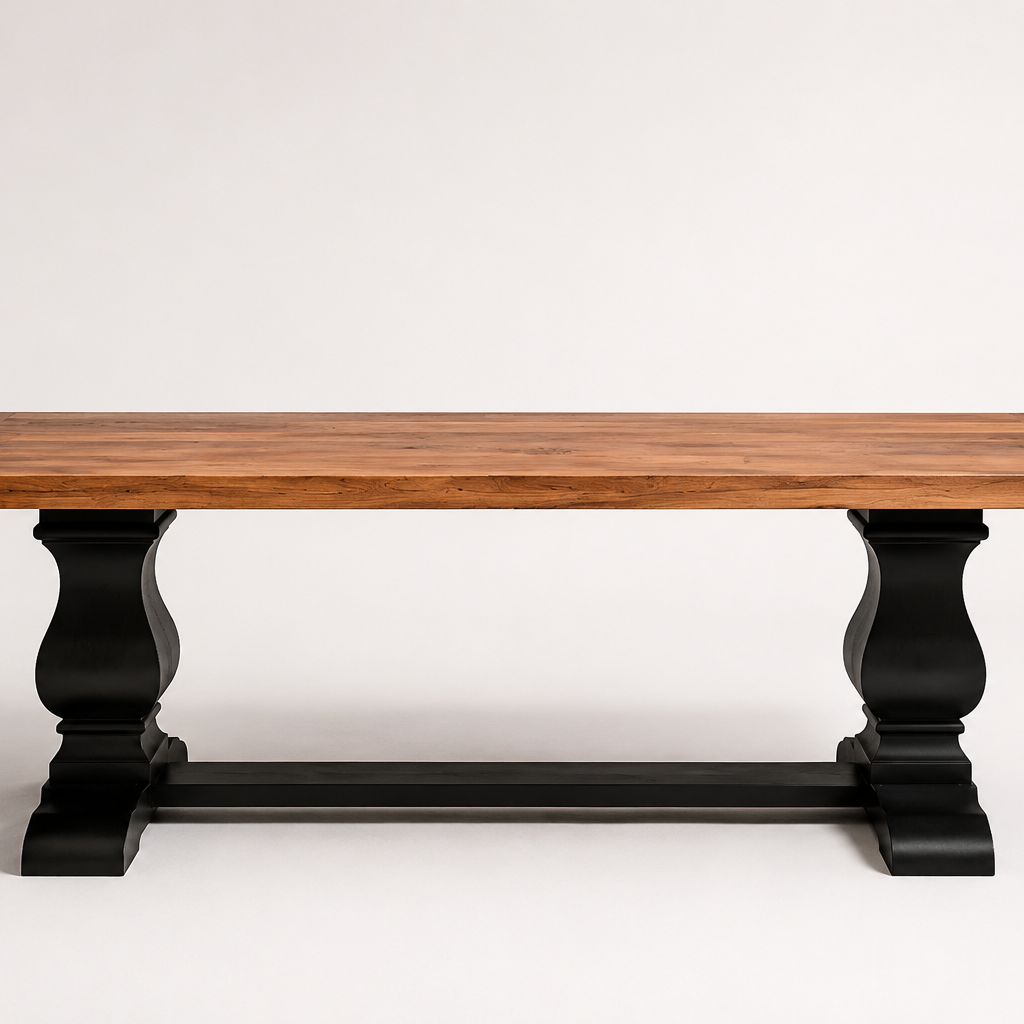 ^ 7' Sculpted Trestle Table Oak