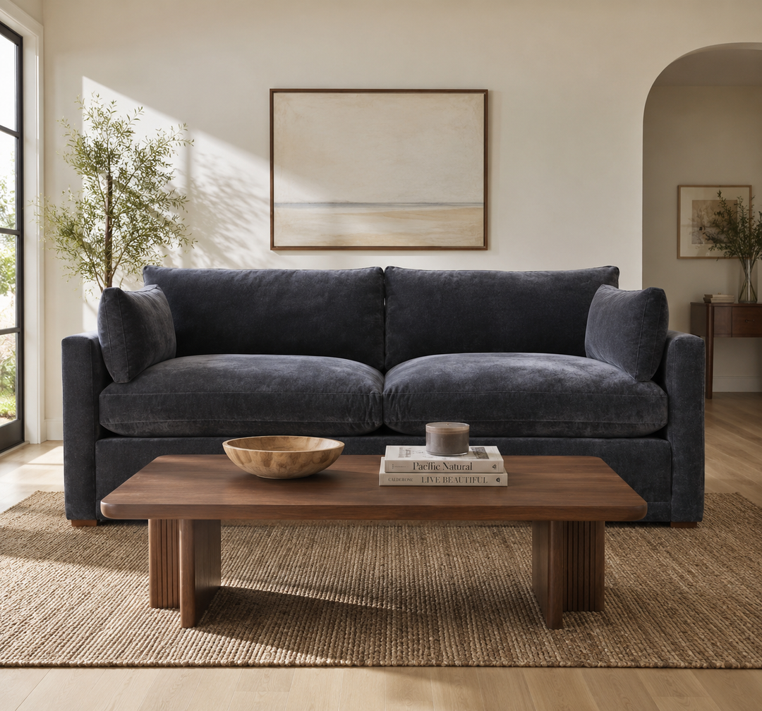 Sylvie 88" Sofa - Quick Ship Fed Blue