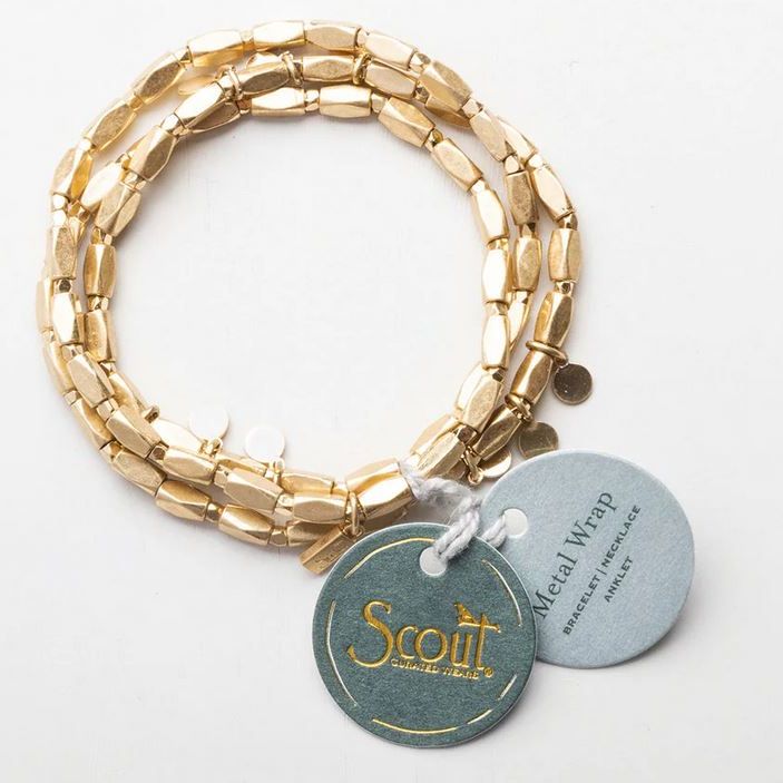 Blue Howlite/Gold Metal Wrap Brac/Neck