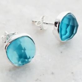 Blue Topaz/Quartz Stud Earrings