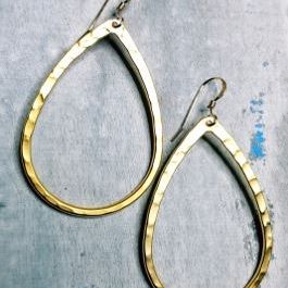 Matte Gold Hammered Teardrop Earrings
