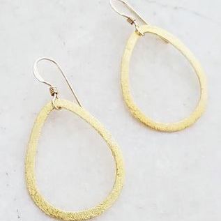 Gold Vermeil Brushed Teardrop Earrings