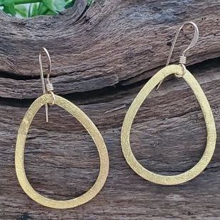 Gold Vermeil Brushed Teardrop Earrings