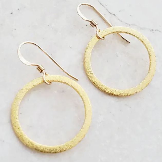 Brushed Gold Circle Earrings