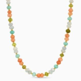 Peach/Blue/Olive Stone Necklace