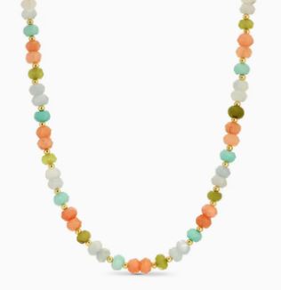 Peach/Blue/Olive Stone Necklace