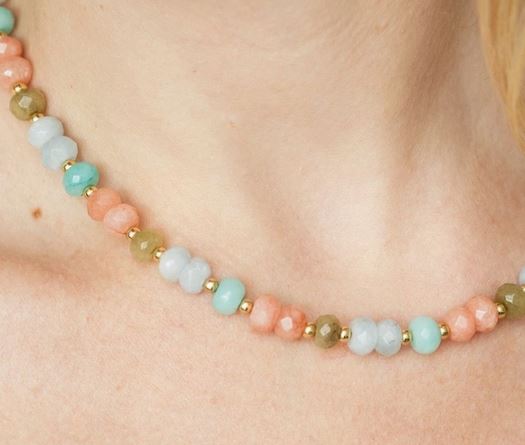Peach/Blue/Olive Stone Necklace