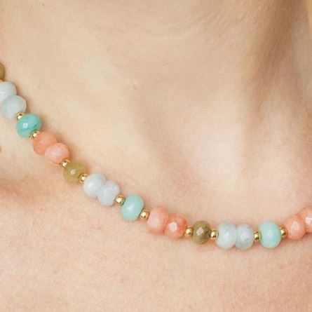 Peach/Blue/Olive Stone Necklace