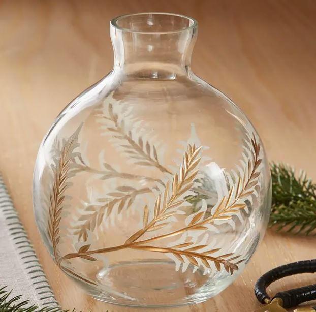 Botanical Etched Holiday Vase