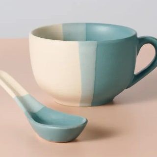 Pheeka Striped Jumbo Mug w/Spoon