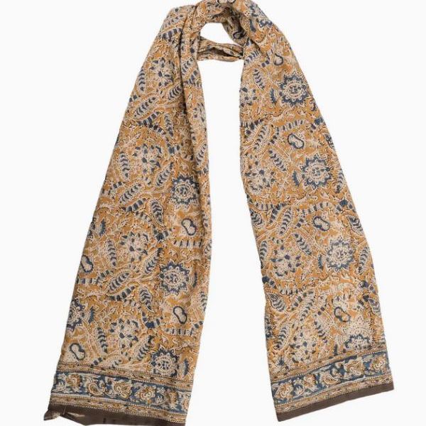 Mustard/Blue Flower Scarf