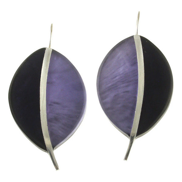 Purple Two Tone Leaf Earrings