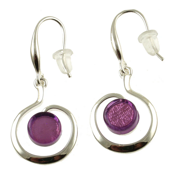 Silver/Purple Swirl Earrings