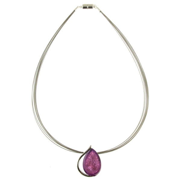 Silver/Purple Teardrop Necklace
