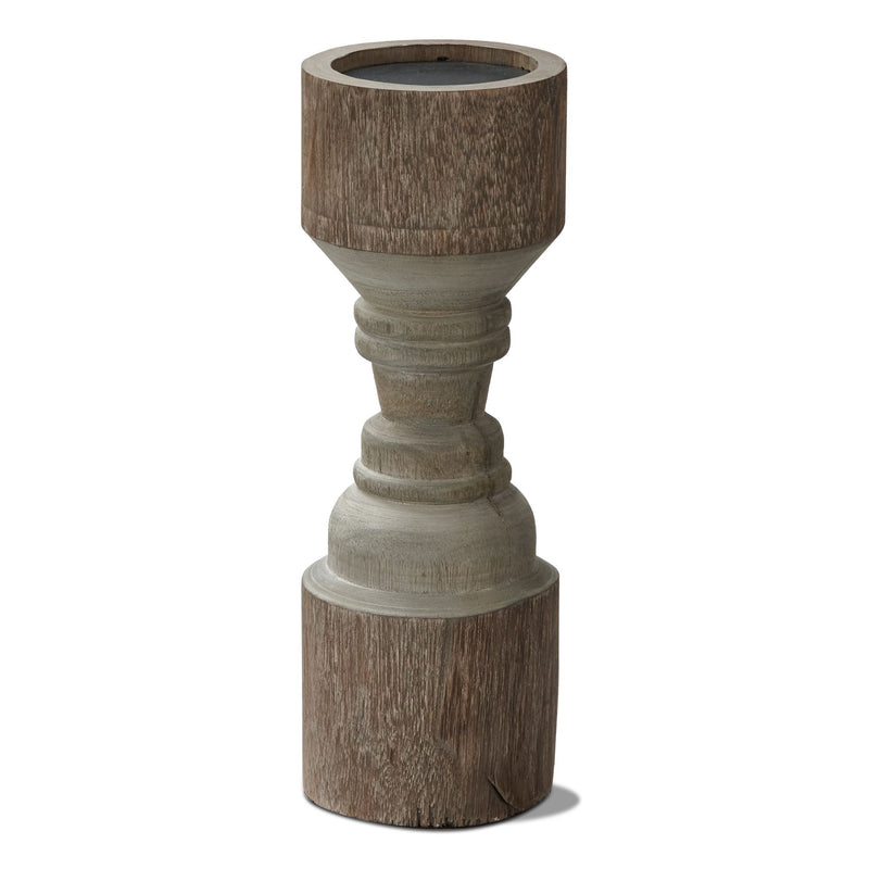 Short Rustic Turned Candle Holder