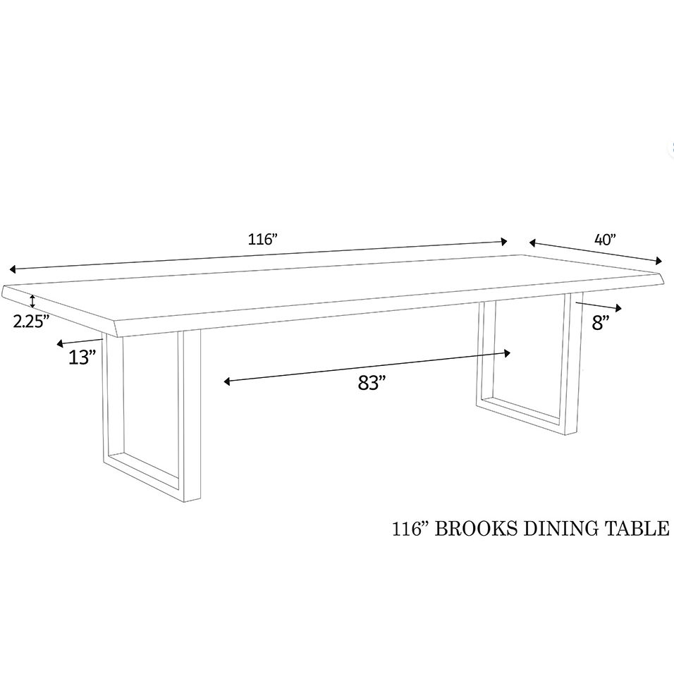 Brooks 116" UBase Dining Table Homestead Princeton