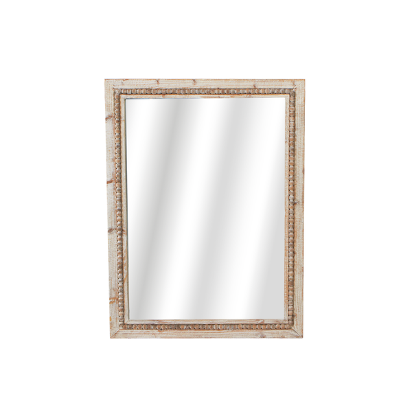 Whitewash Beaded Rectangle Wall Mirror