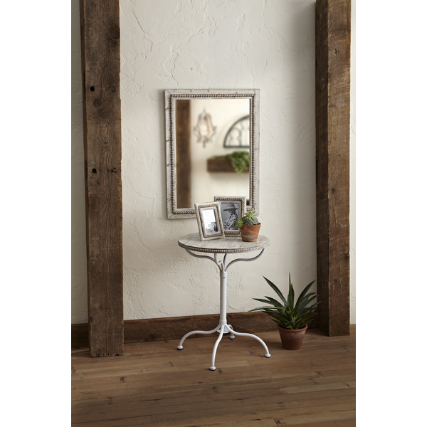 Whitewash Beaded Rectangle Wall Mirror