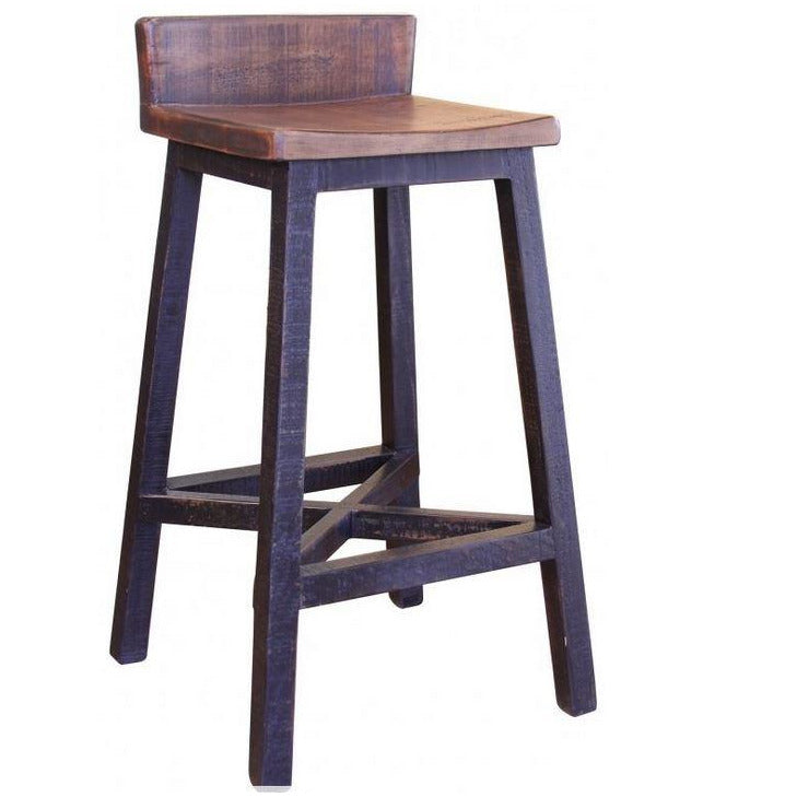 30" Farmhouse Bar Stool With Black Base