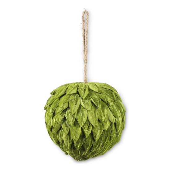 4" Green Petal Leaf Ball Ornament