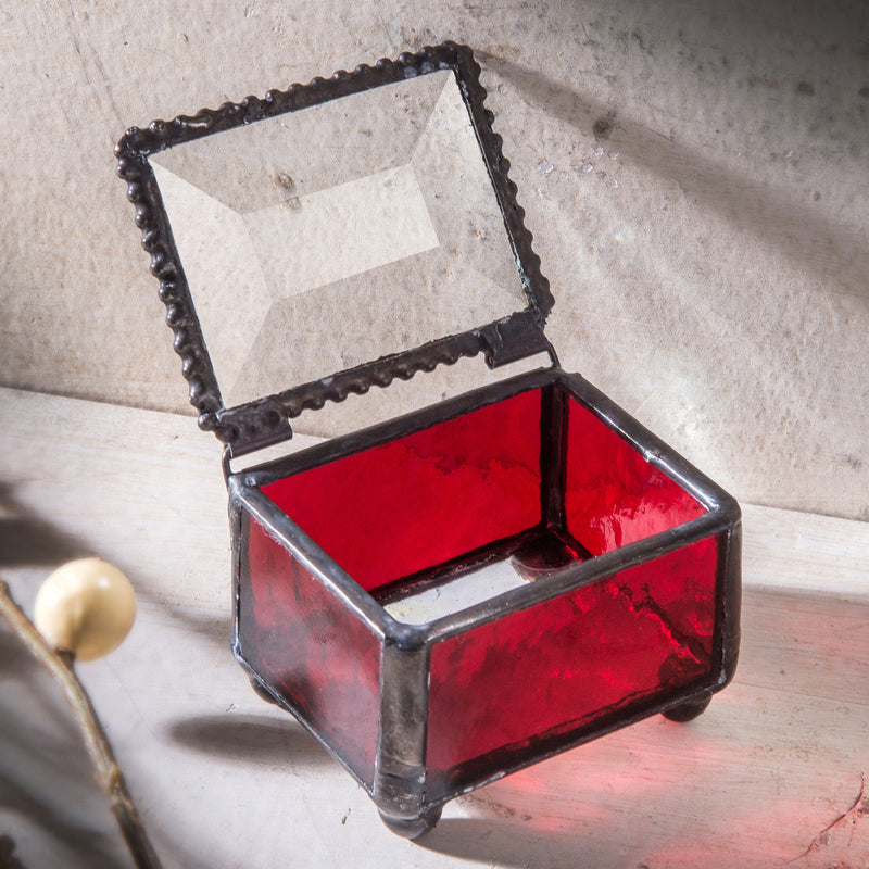 Red Stained Glass Ring Box