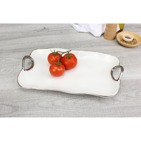 Pampa Bay Small White Platter With Handles