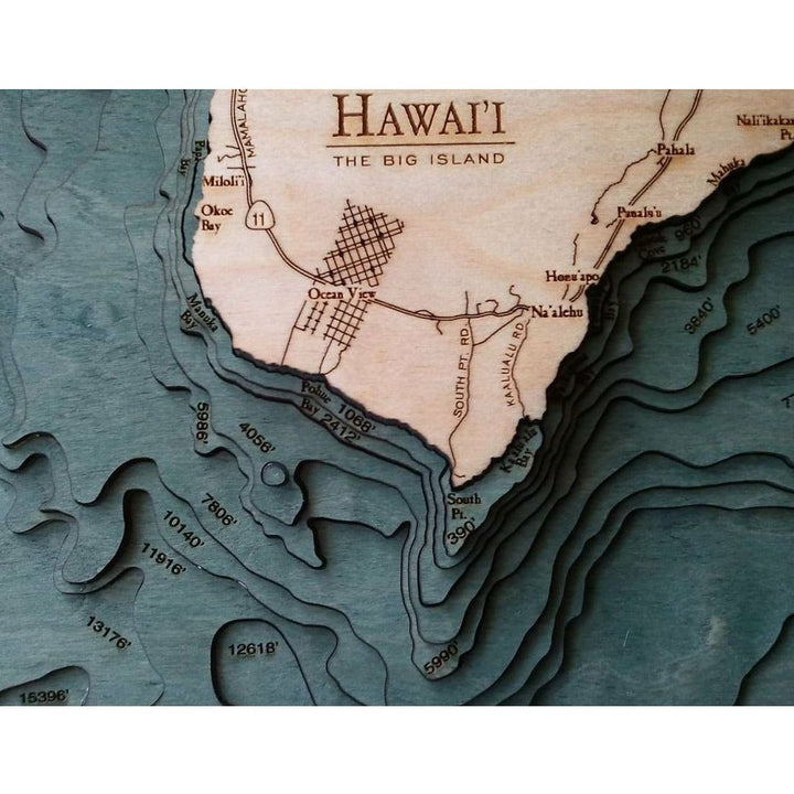 Hawaiian Islands Map - Grey Frame