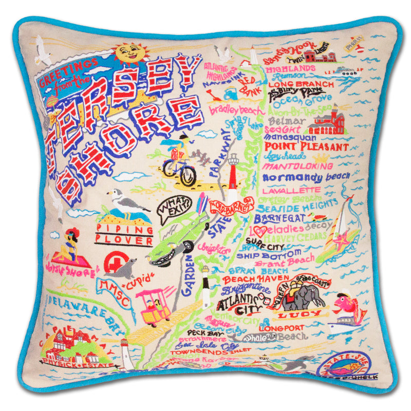 PLW Jersey Shore Embroidered Pillow
