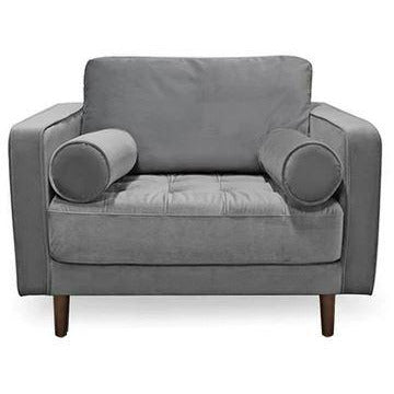 Roma Chair in Grey Velvet