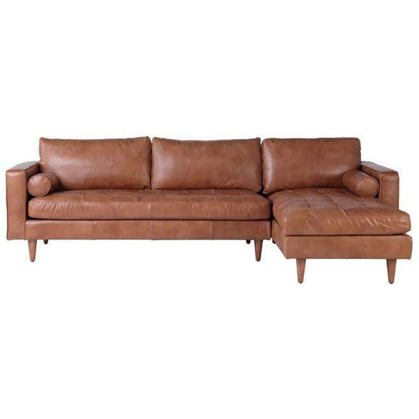 Roma Sofa With Chaise in Cognac Leather