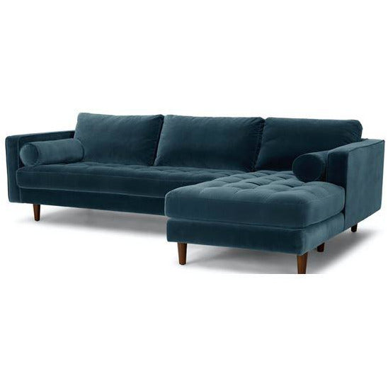 Roma Sofa w/ Chaise in Spa Blue