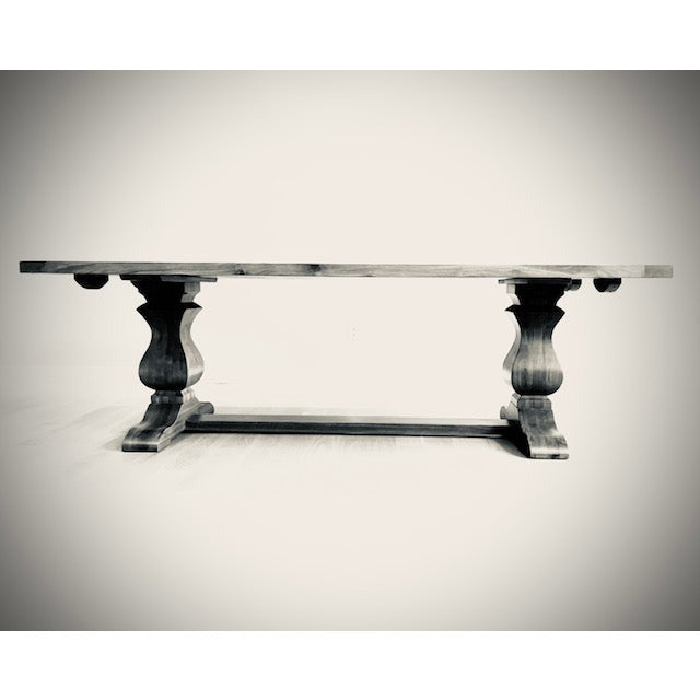 ^ 7' Sculpted Trestle Table Oak