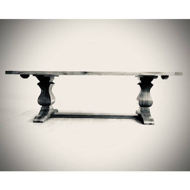^ 8' Sculpted Trestle Table Oak