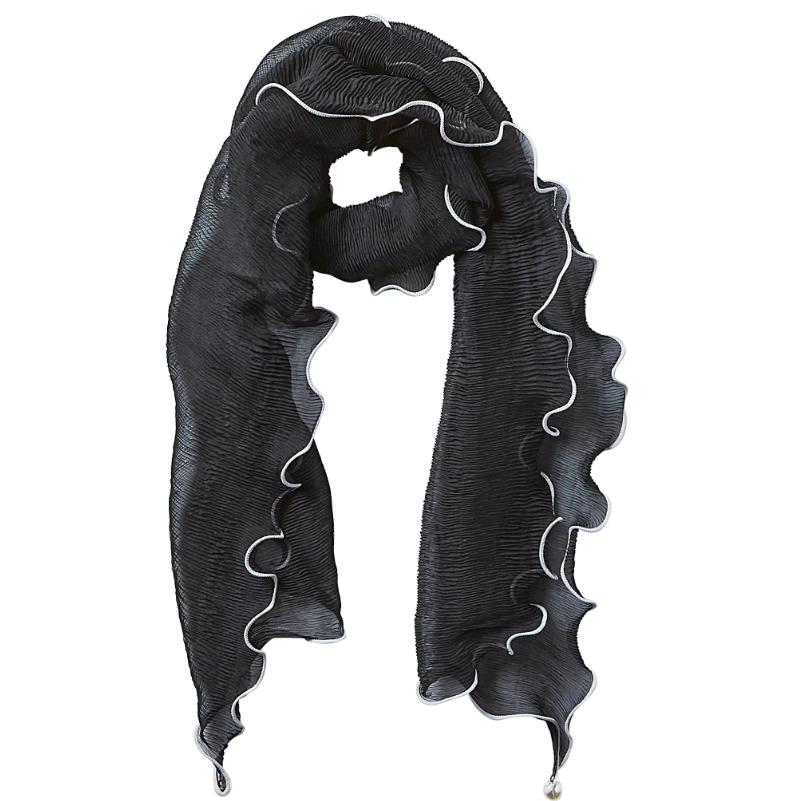 Black Penny Ruffle Scarf