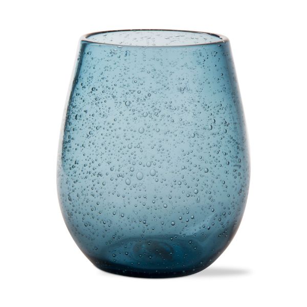 Blue Bubble Glass Stemless Wine