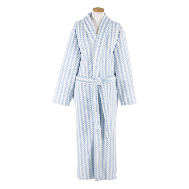 Blue Striped Fleece Robe