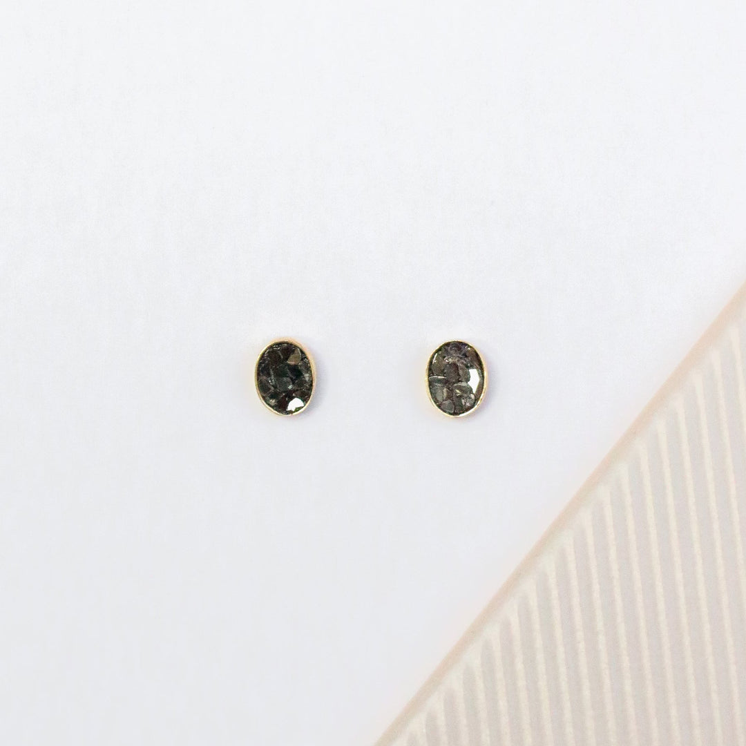 Deco Oval Black Diamond Earrings