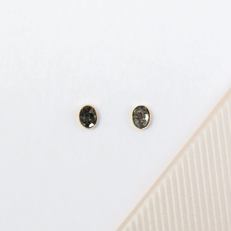 Deco Oval Black Diamond Earrings