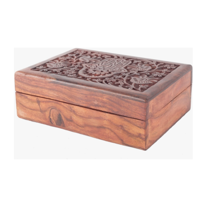 Hamsa Wood Box