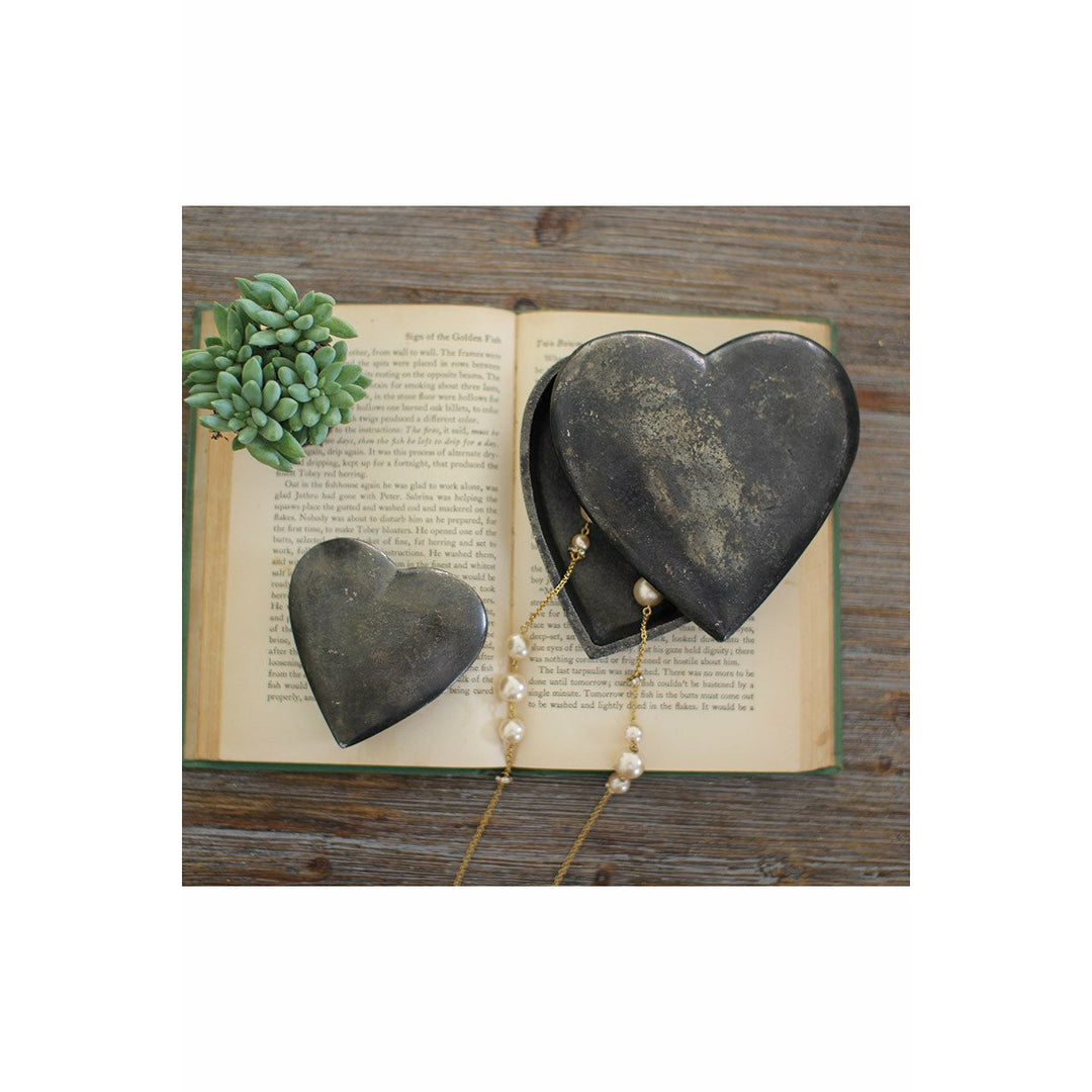 Large Black Aluminum Heart Box