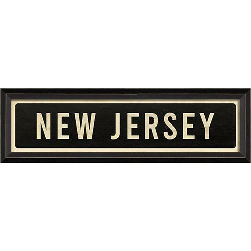 New Jersey Sign White Font On Black