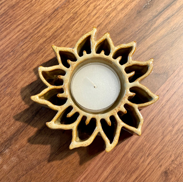 Amber Sunflower Tealight Holder
