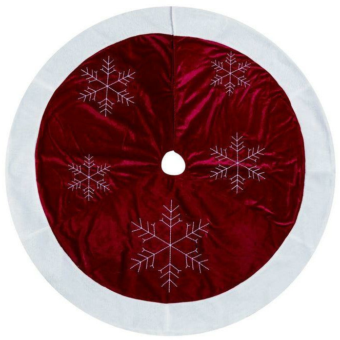 48" Red Christmas Snowflake Tree Skirt